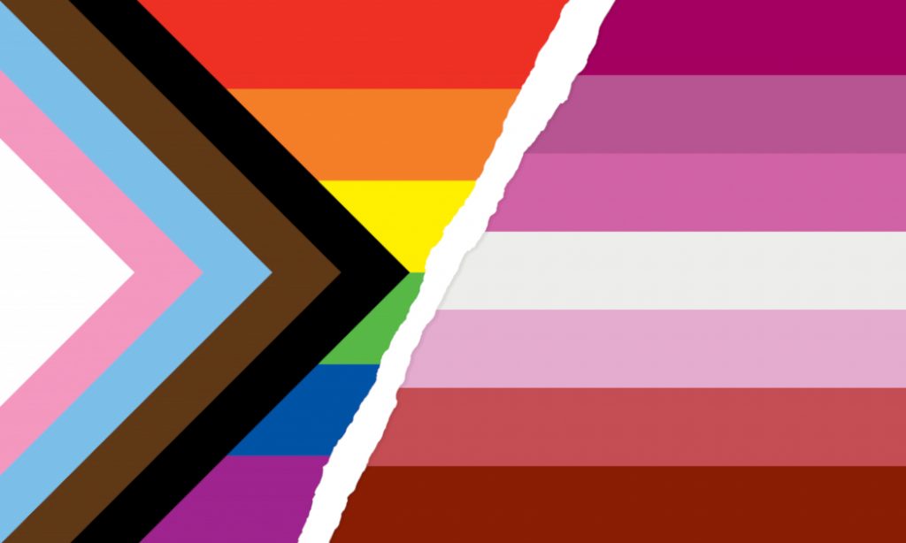 Fusion der Pride-Flaggen Queer und Lesbisch